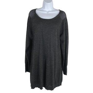 Eileen Fisher Tunic Sweater Top‎ Medium Merino Wool Blend Metallic DR-997